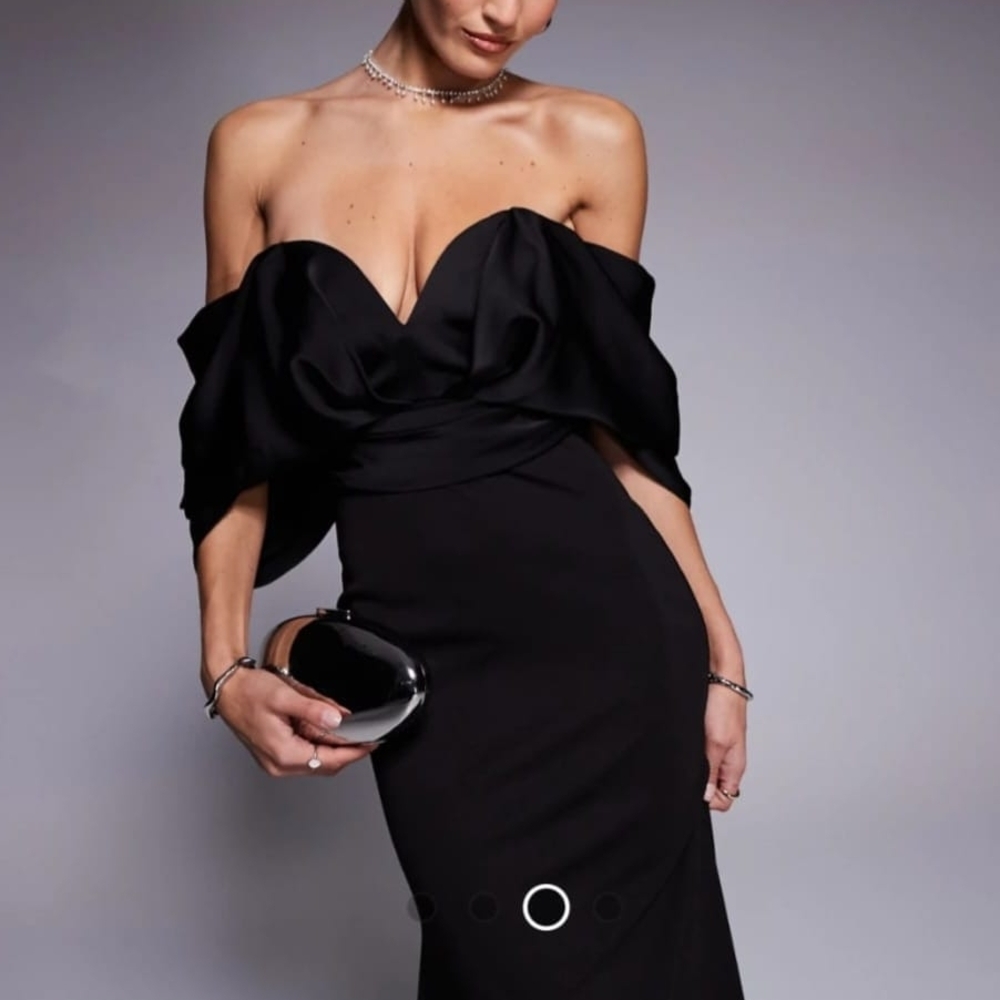 ASOS Design Premium Sweetheart Satin Black Strapless Dress